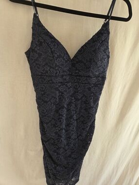 Emerald Sundae Navy Lace Mini Dress